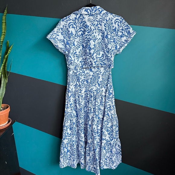 Zara Blue and White Floral Midi Dress XS - Picture 3 of 11